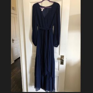 Donna Morgan Quince Maxi Dress Navy Blue EUC Sz 10